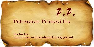 Petrovics Priszcilla névjegykártya